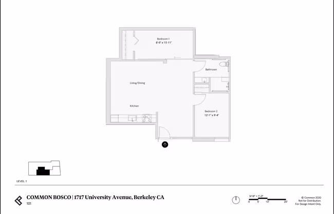2 Bed 1 Bath - 1280 sqft 101 floor plan